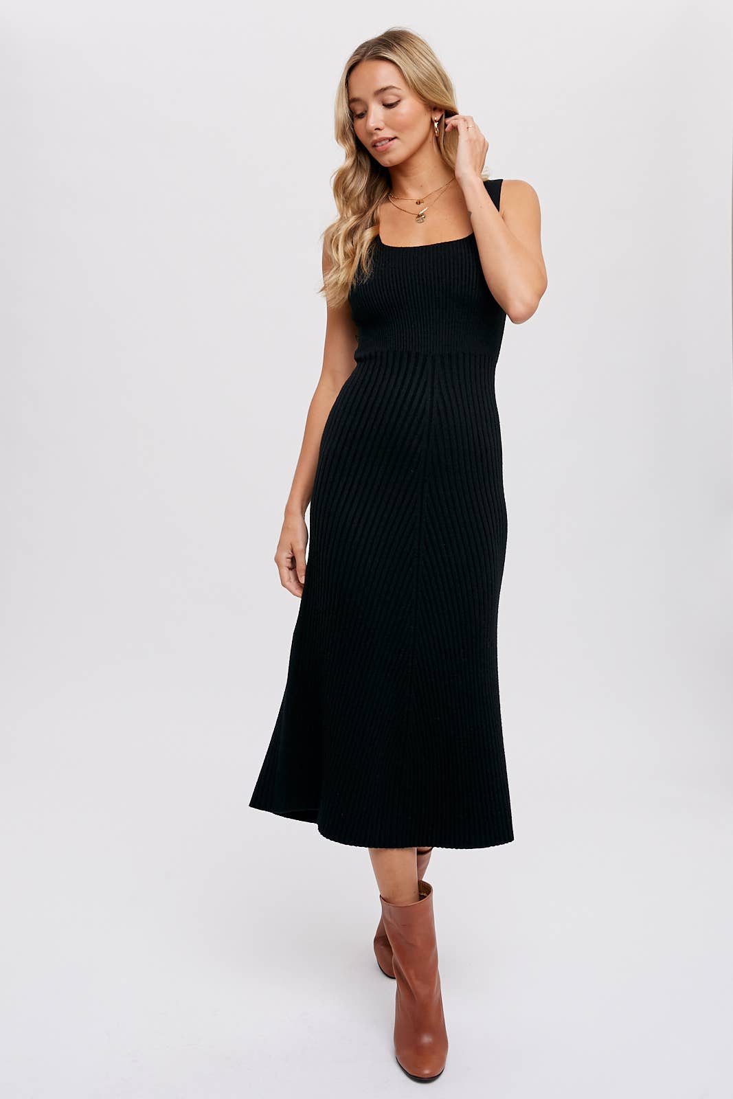 Square Neck Midi Sweater Dress AKB Boutique Square Neck Midi Sweater Dress AKB Boutique