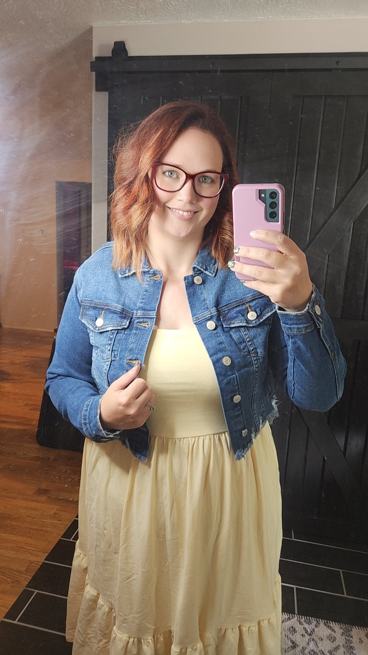 Raw Hem Crop Denim Jacket