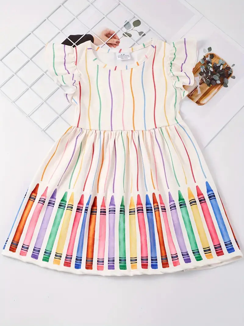Colorful Crayon Twirl Dress
