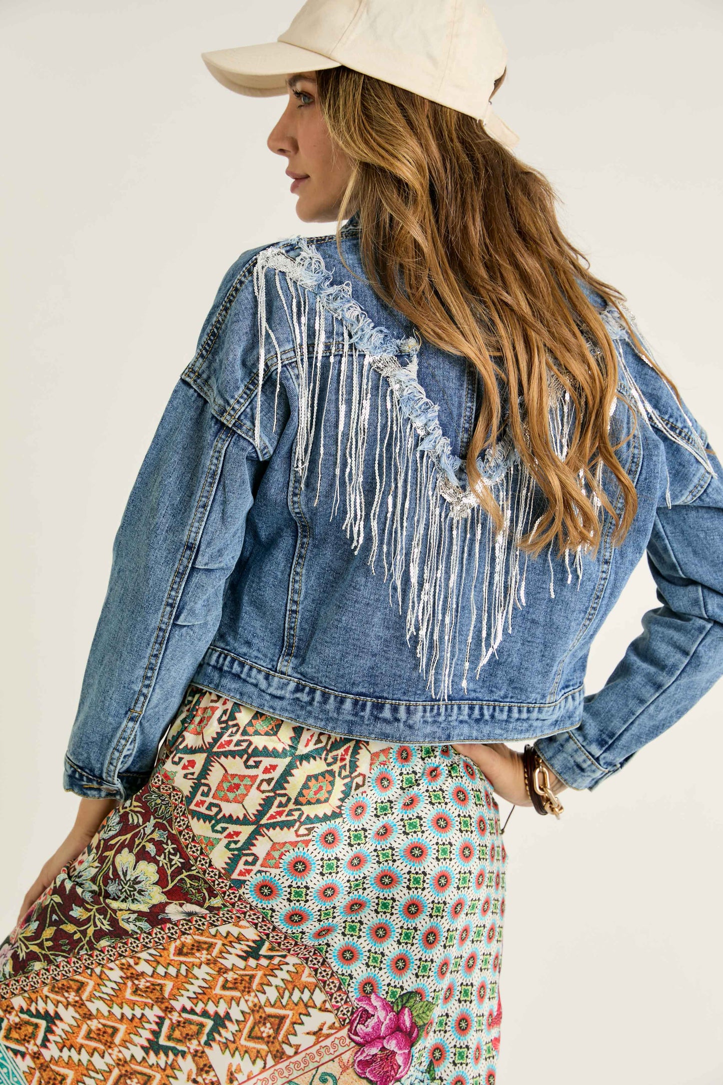 Sequin Fringe Denim Jacket