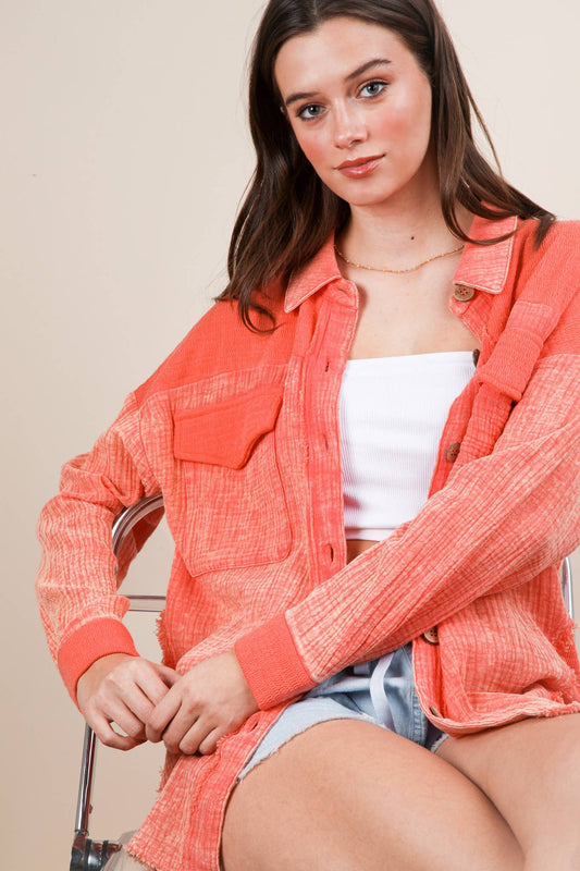 Mineral Washed Gauze Shacket Jacket