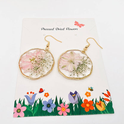 Delphinium & Queen Anne's Lace Flower Earrings