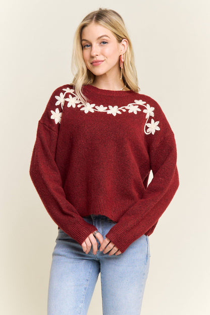 FLORAL Embroidered  SWEATER
