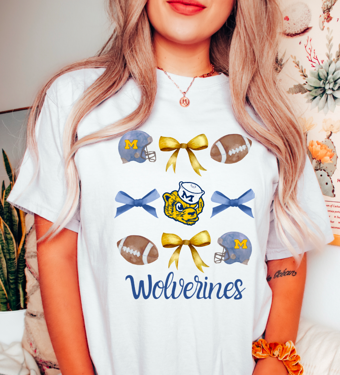 Michigan Wolverines Coquette Football Tee