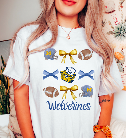 Michigan Wolverines Coquette Football Tee