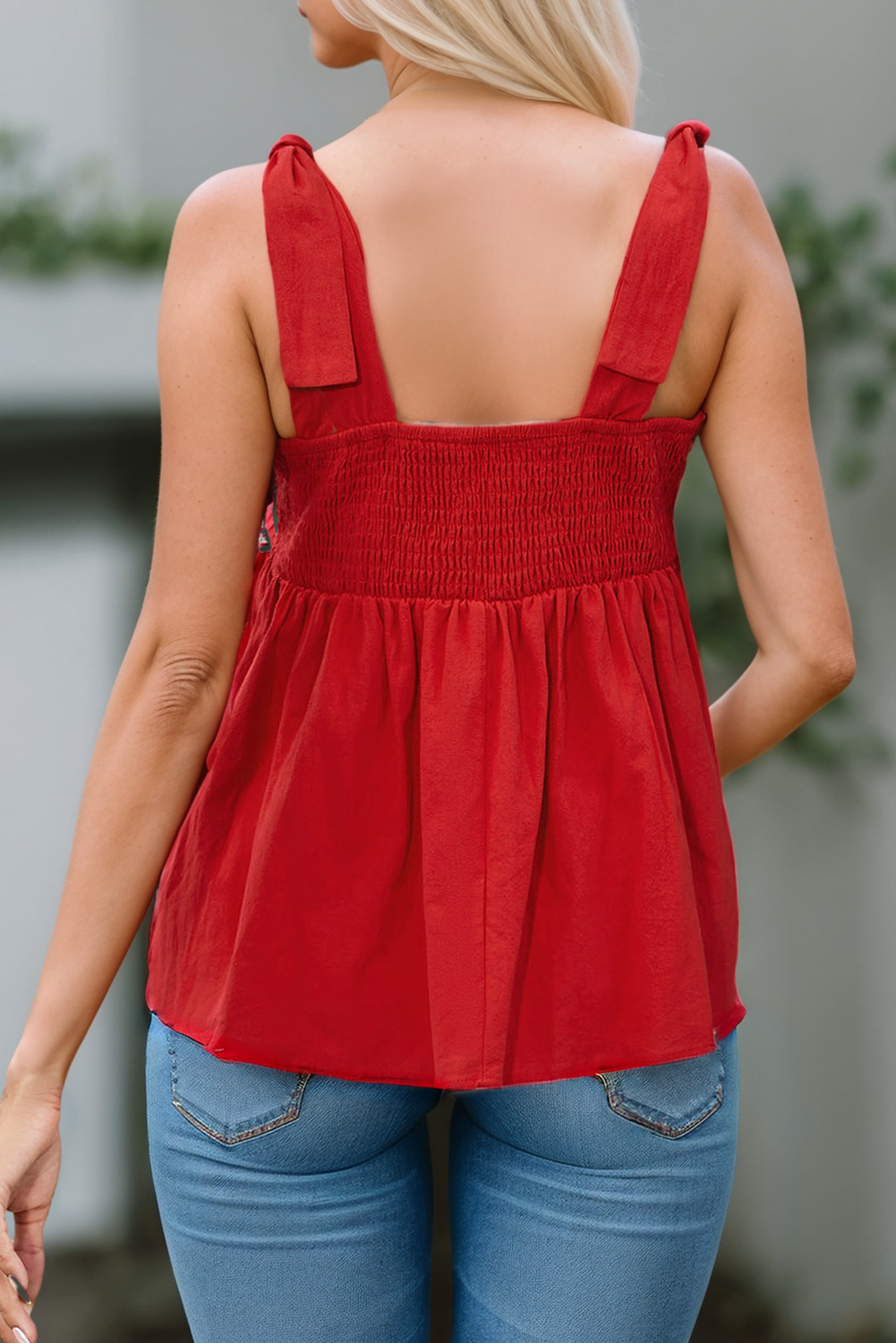 Embroidered Babydoll Tank