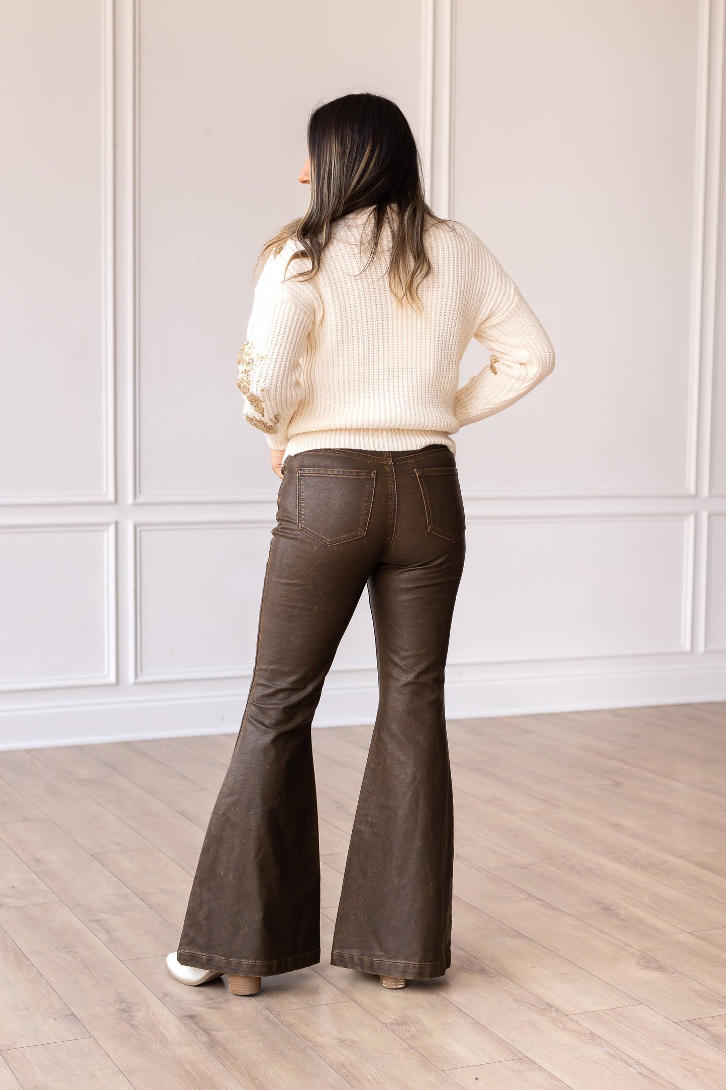 Rustic Leather Bellbottoms