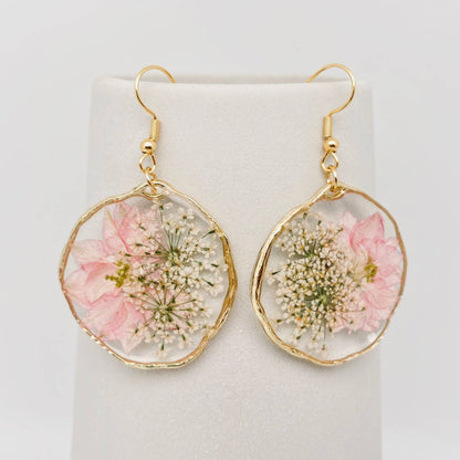 Delphinium & Queen Anne's Lace Flower Earrings