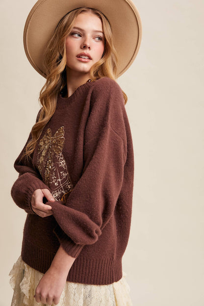 Sequin Cowboy Boot Sweater