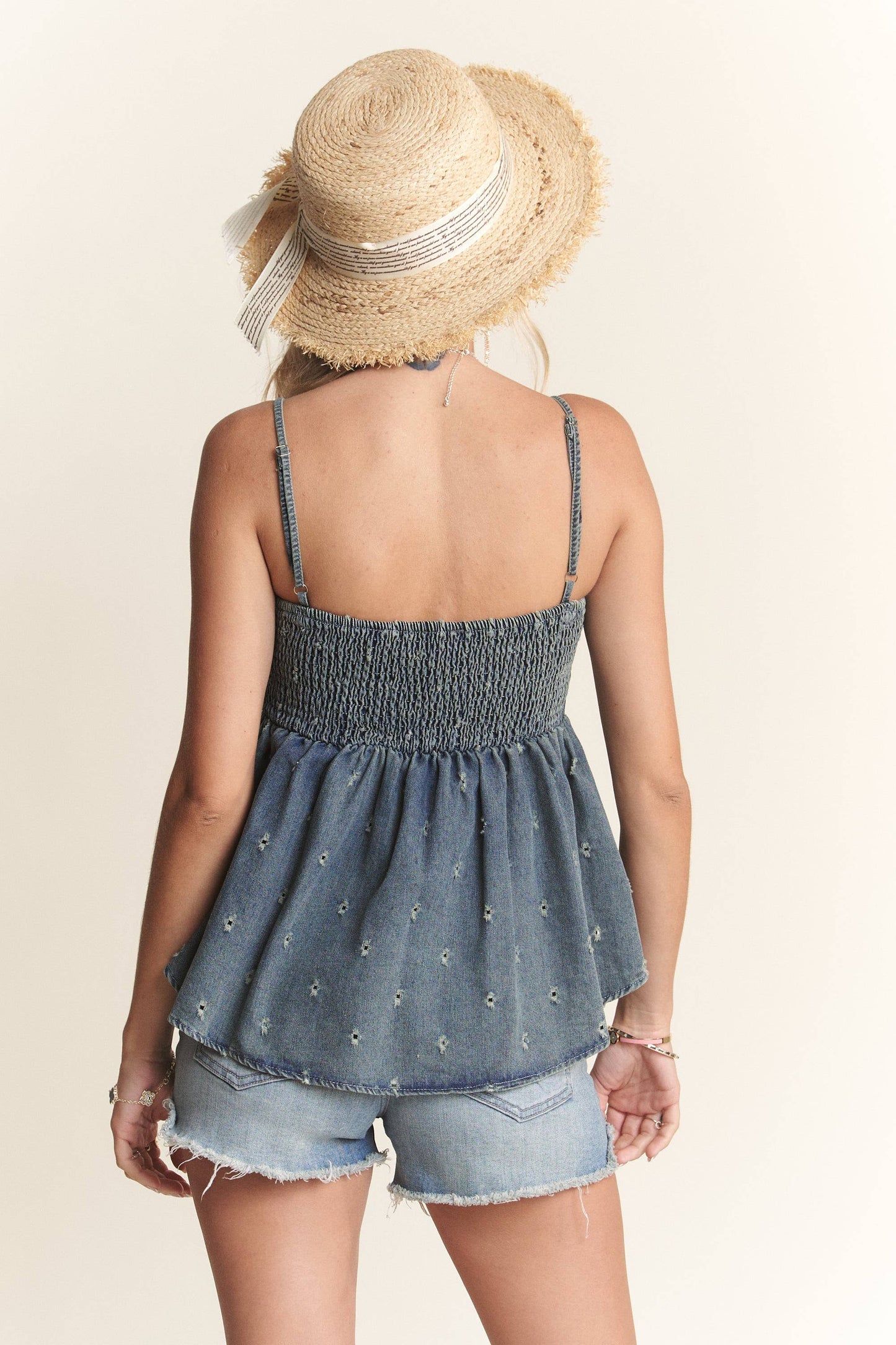 BOW ACCEN DENIM TOP
