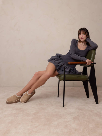 Almond Platform Cozy Mule