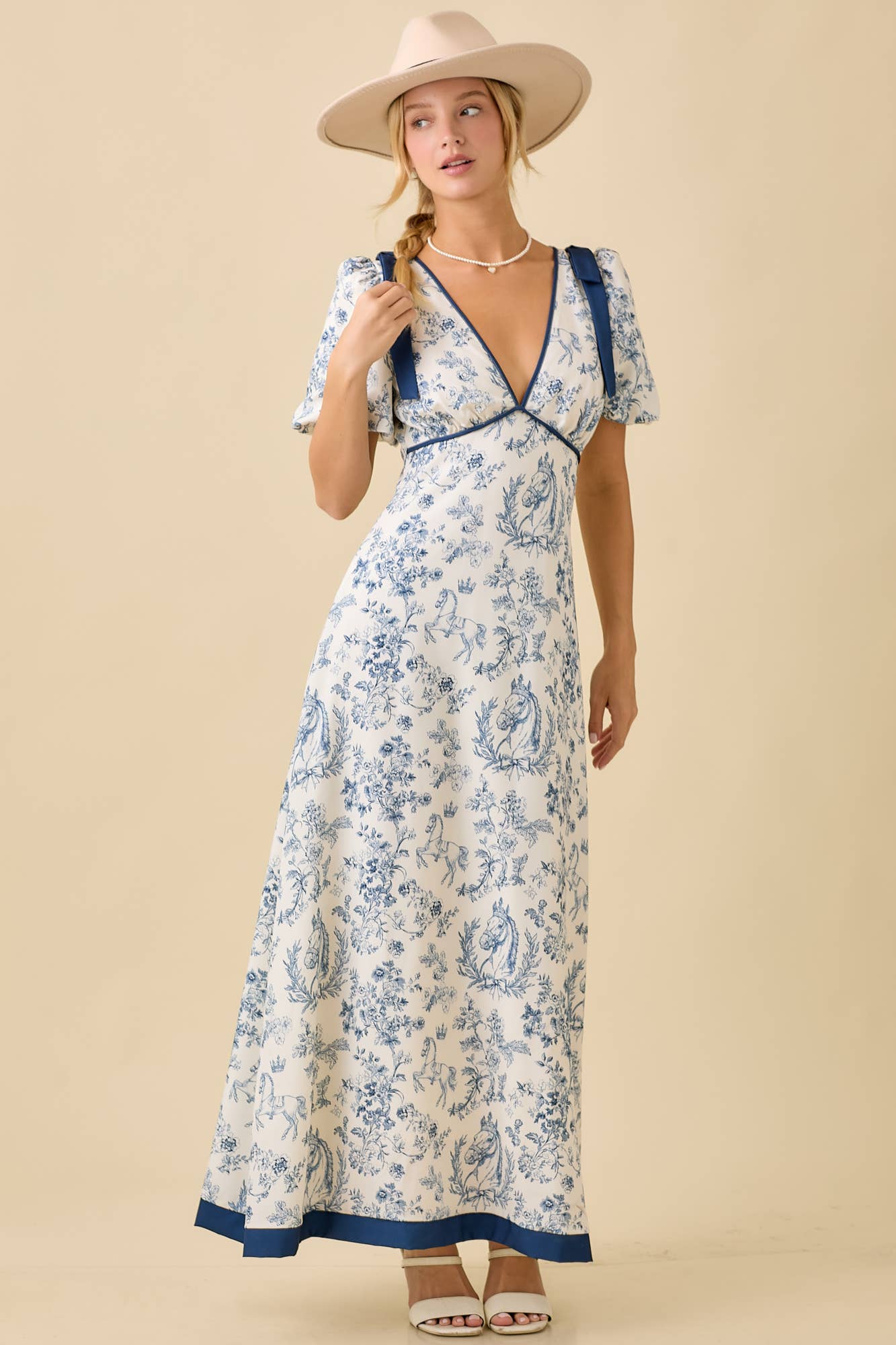 Pony Maxi Dress With Bubble Sleeve