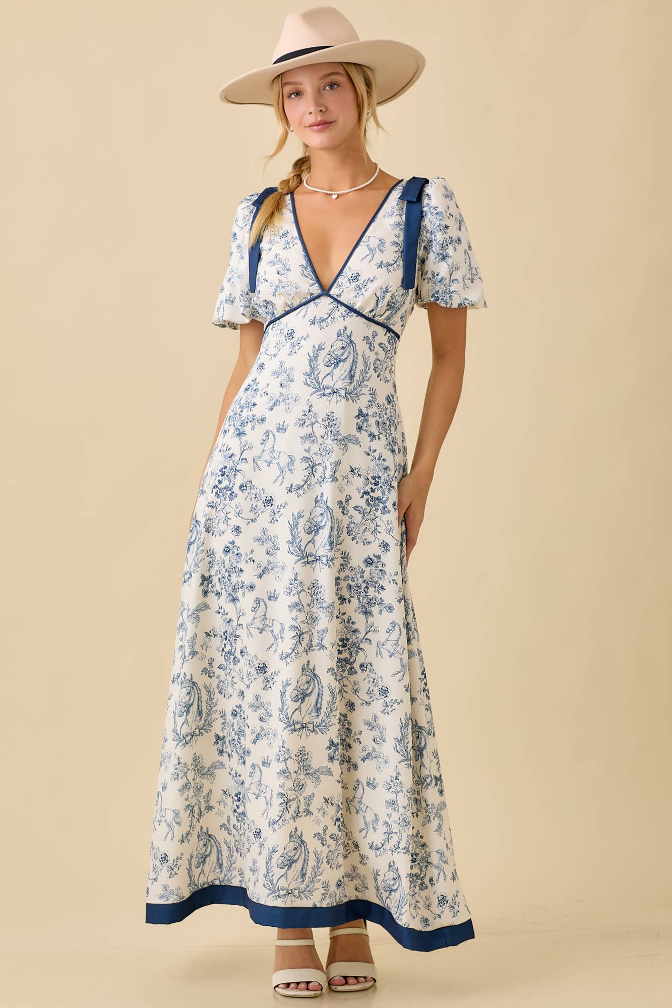 Pony Maxi Dress With Bubble Sleeve