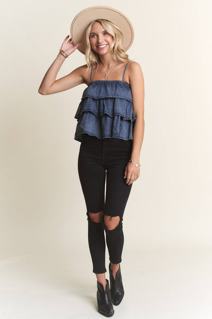DENIM LAYERED TANK TOP