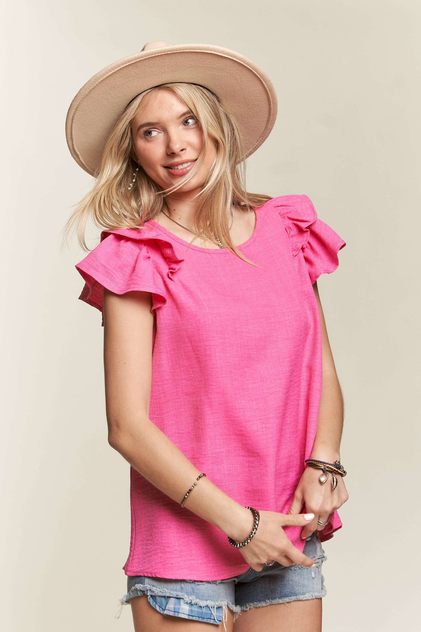 PLUS Ruffle Linen Blouse