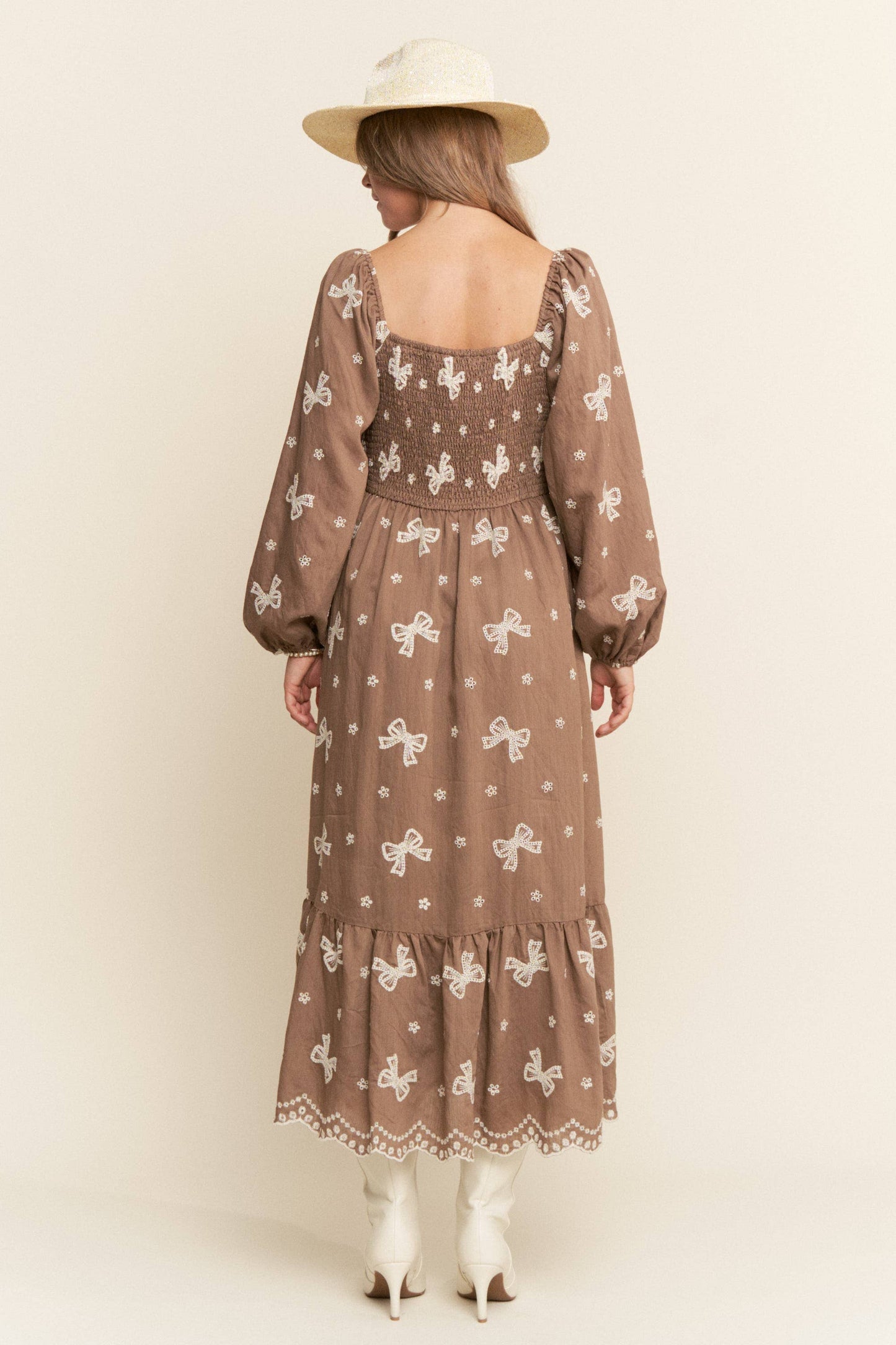 Embroidered Bows Maxi