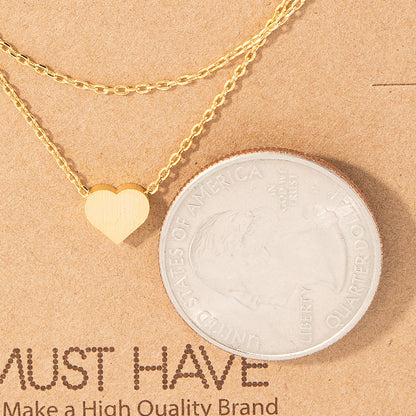 Dainty Layered Chain Heart Charm Necklace