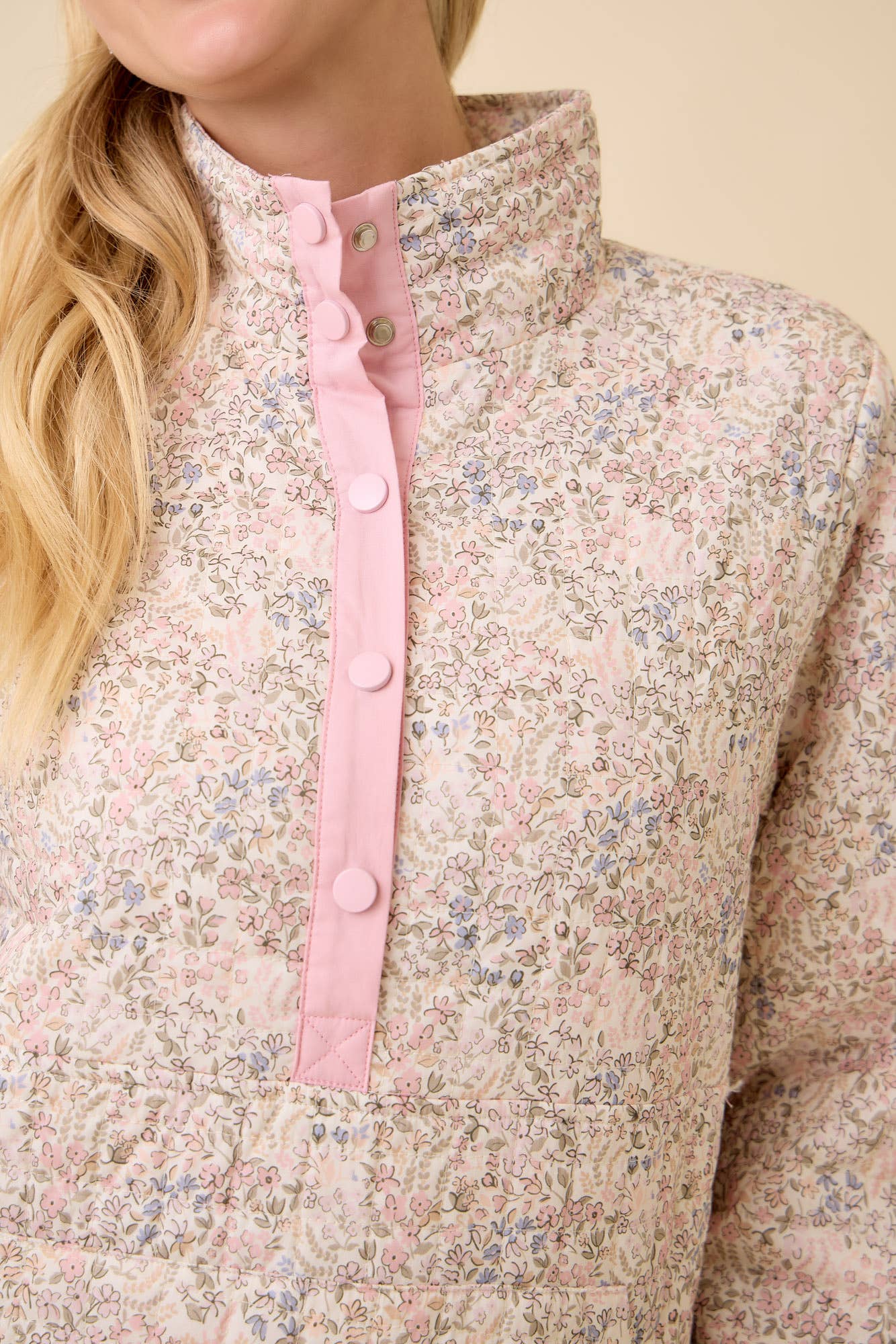 Floral Button Quilted Jacket