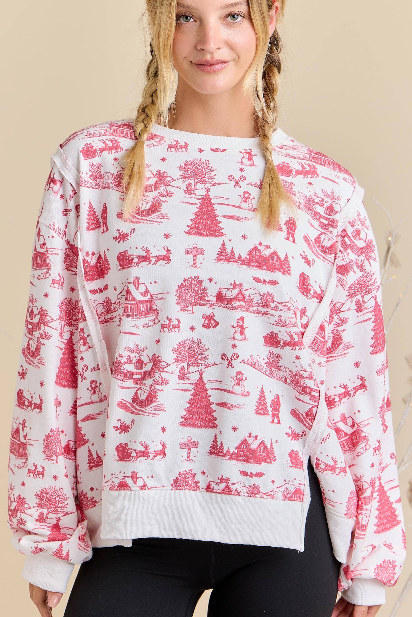 Holiday Toile Printed Top