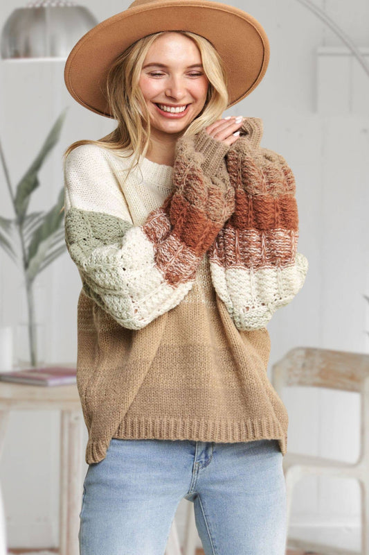 PUFF SLEEVE COMBRE SWEATER