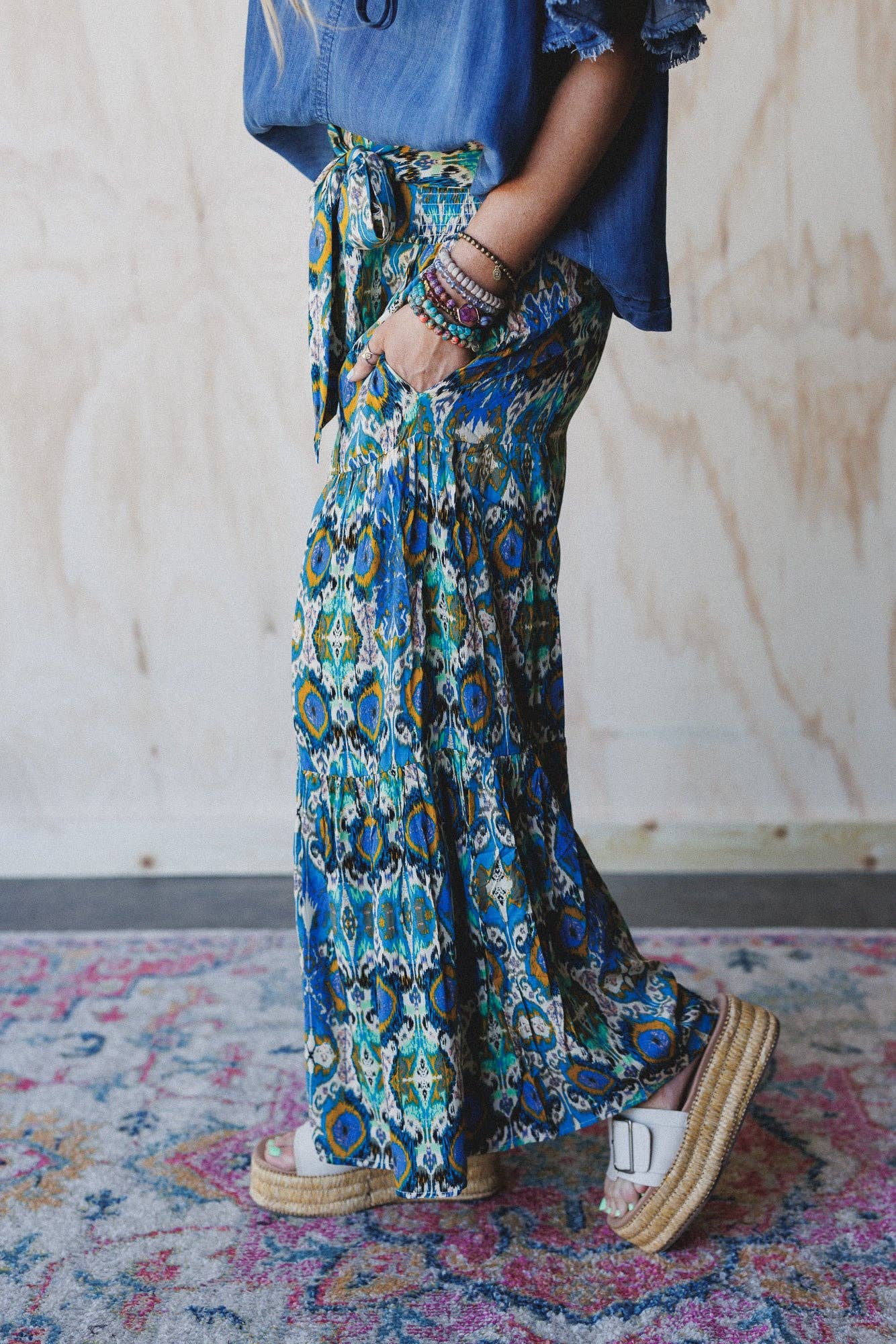 Pretty Peacock Printed Pants