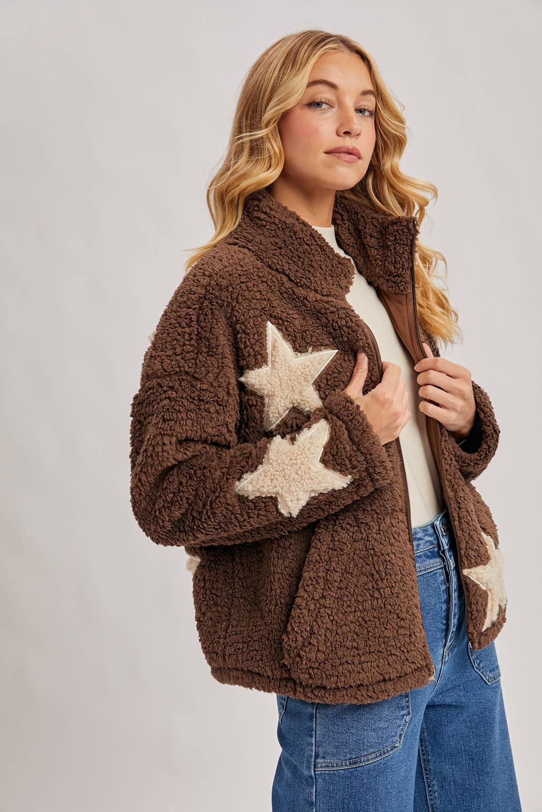 STAR-SHAPED FLEECE TEDDY JACKET