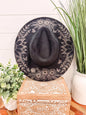 Black Burnt Floral Hat