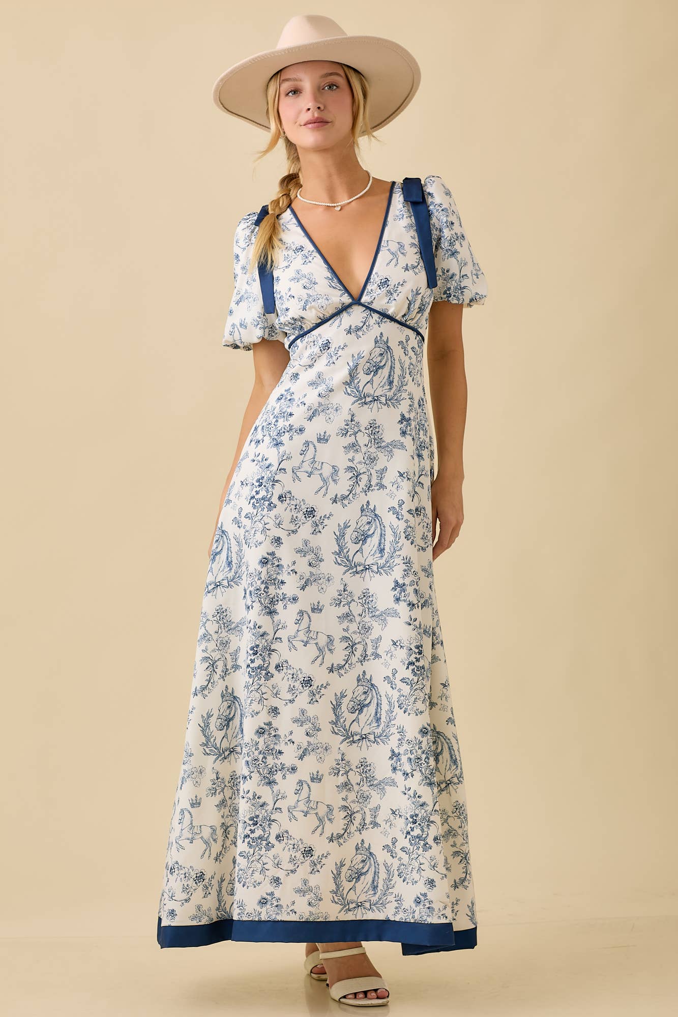 Pony Maxi Dress With Bubble Sleeve