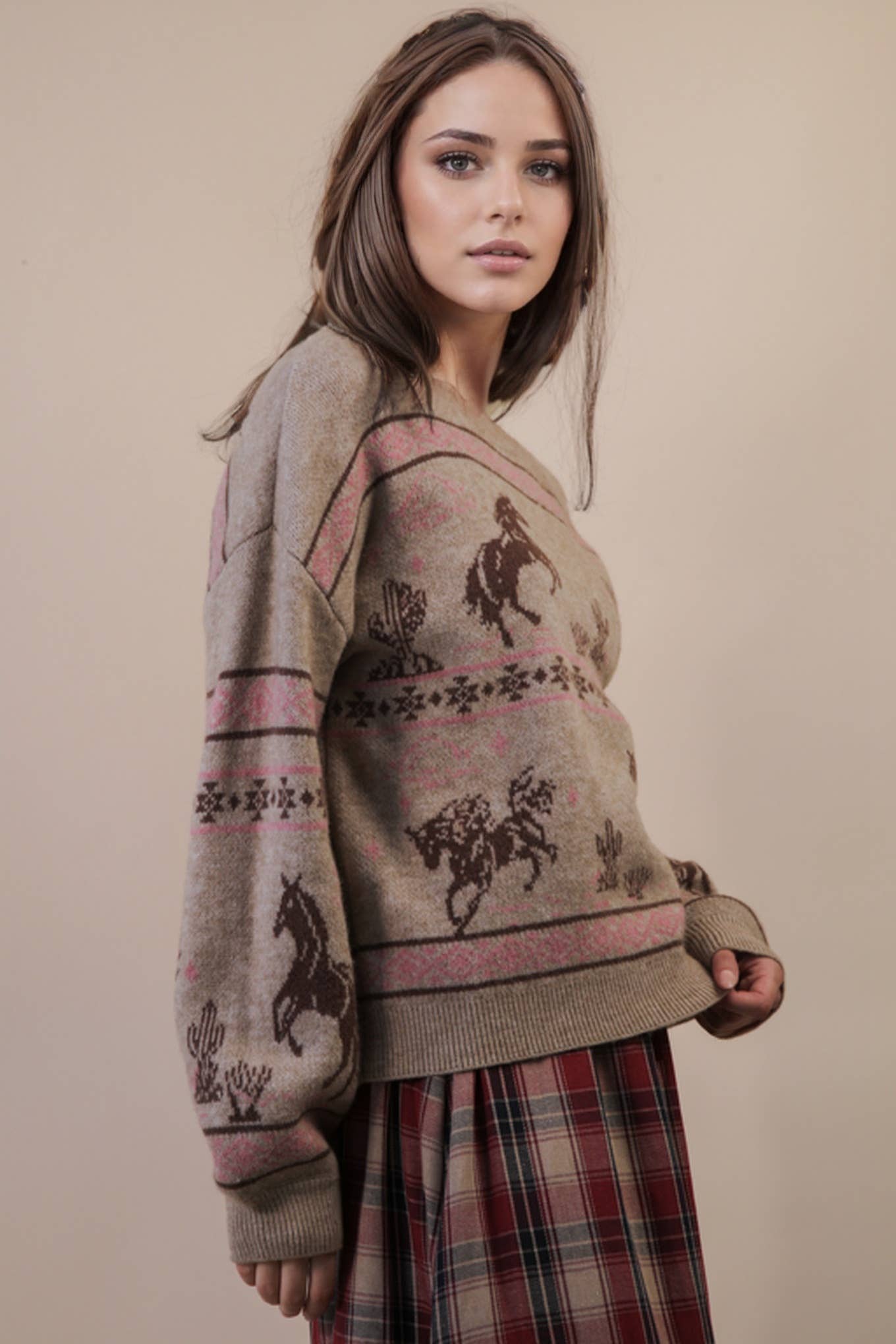 Oversized Western Knit Sweater