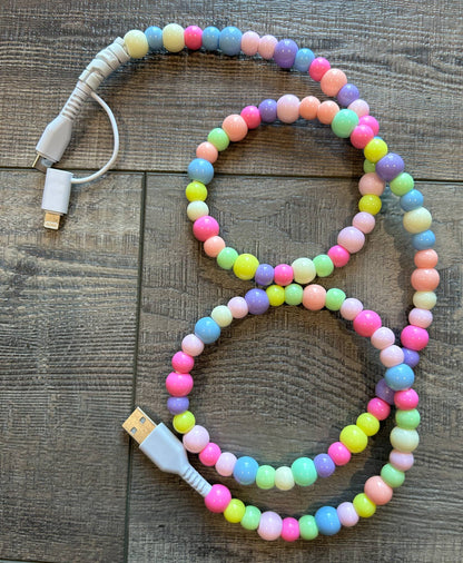 Beaded Phone Charger with Lightning & USB-C Cable