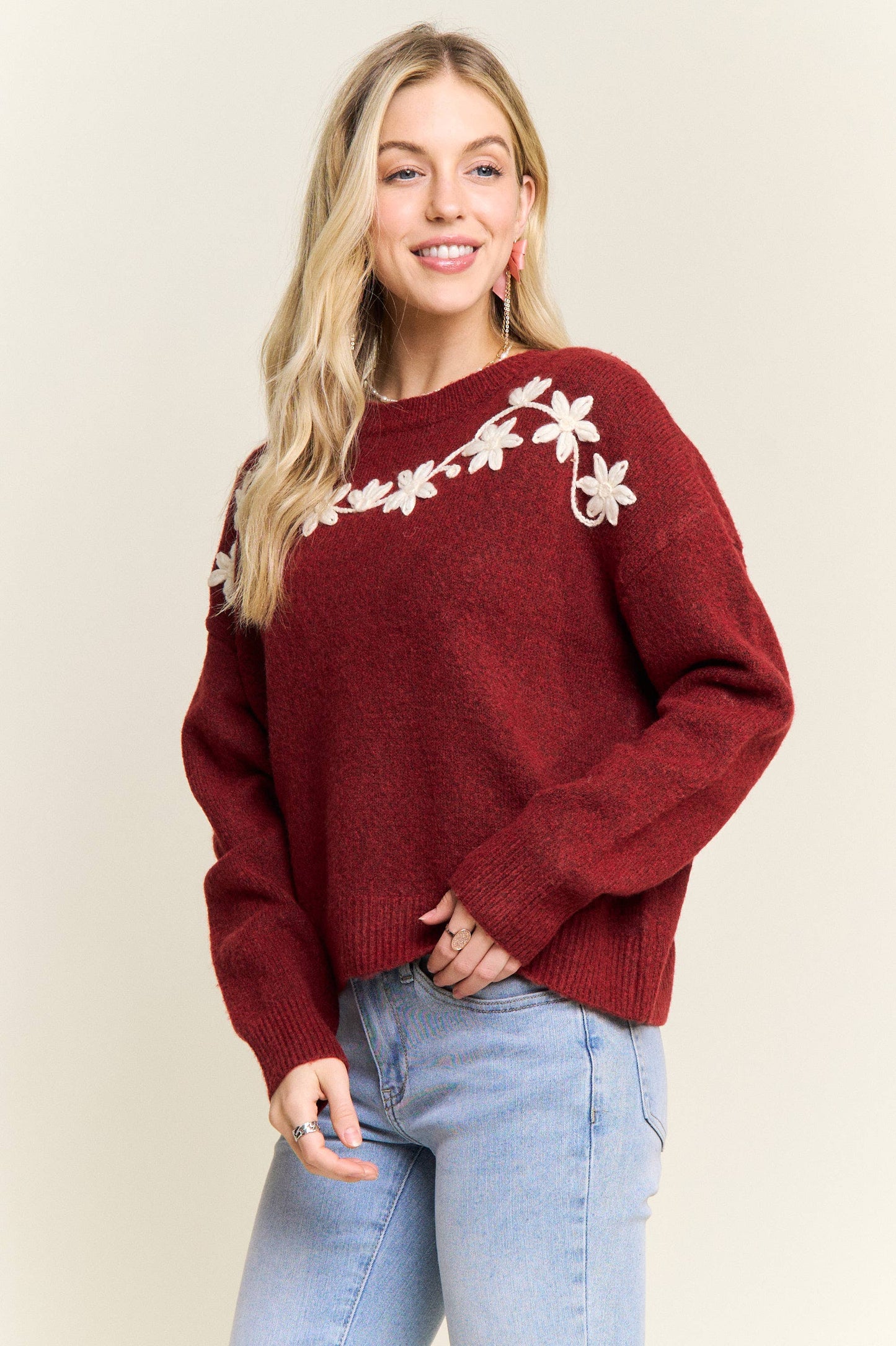 FLORAL Embroidered  SWEATER