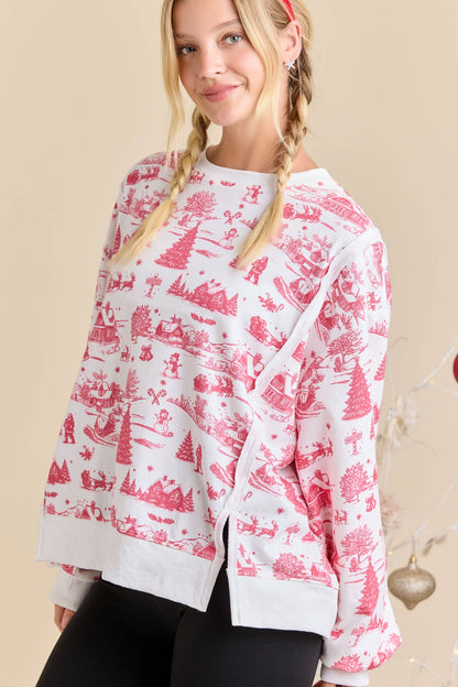 Holiday Toile Printed Top