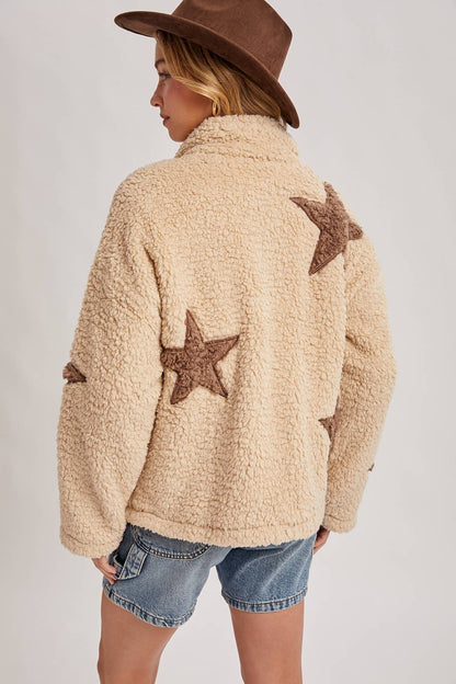 STAR-SHAPED FLEECE TEDDY JACKET