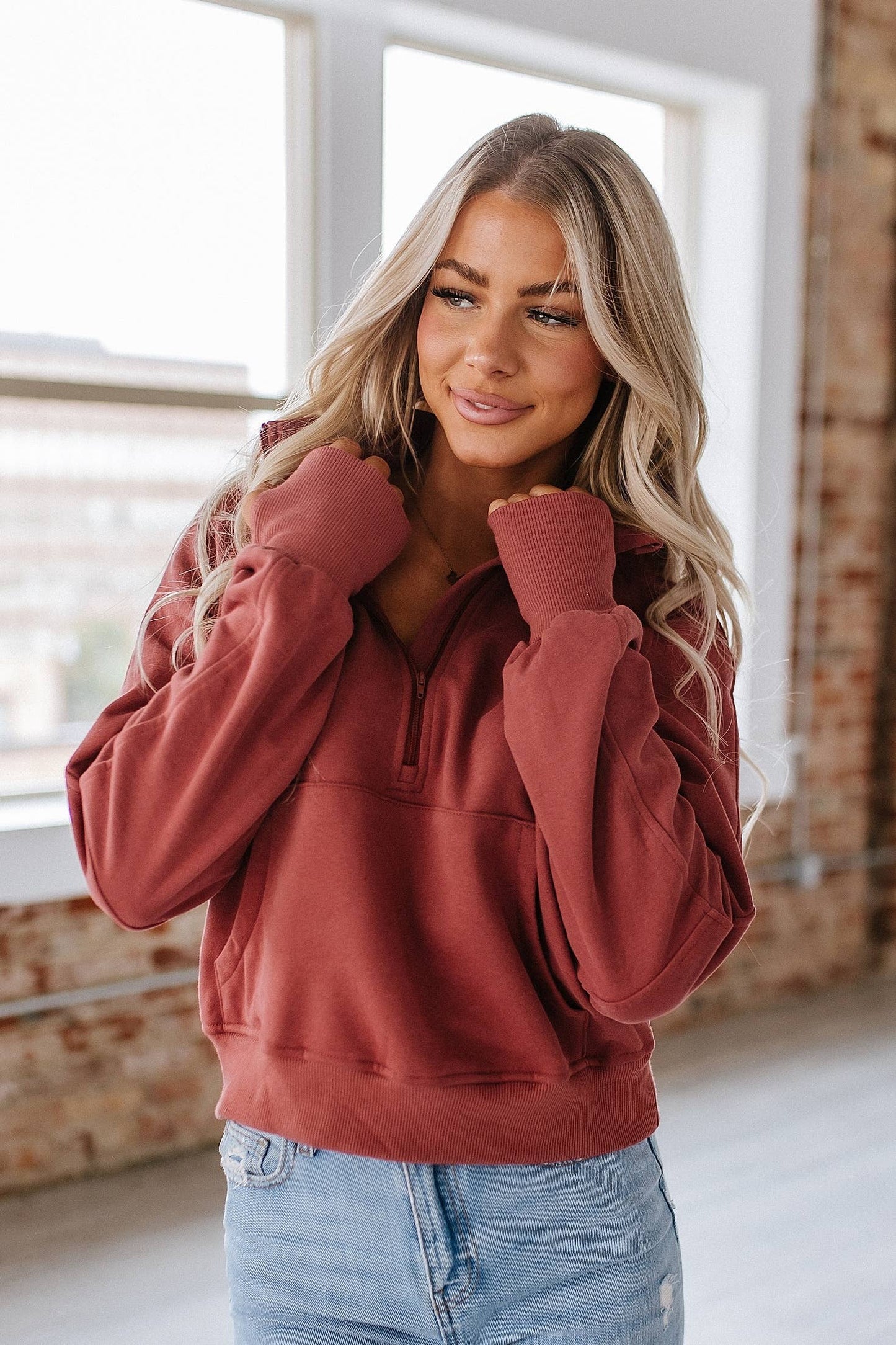 Ribbed Thumbhole Sweatshirt