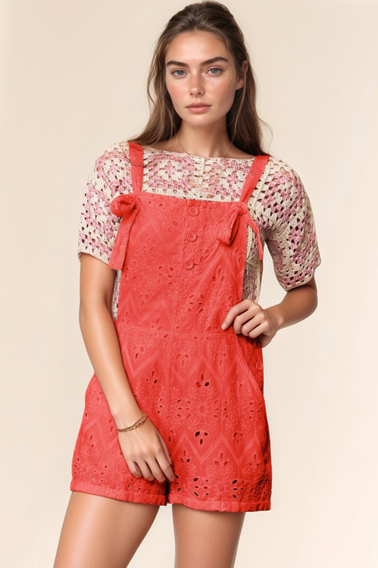 CROCHET LACE SHORT ROMPER