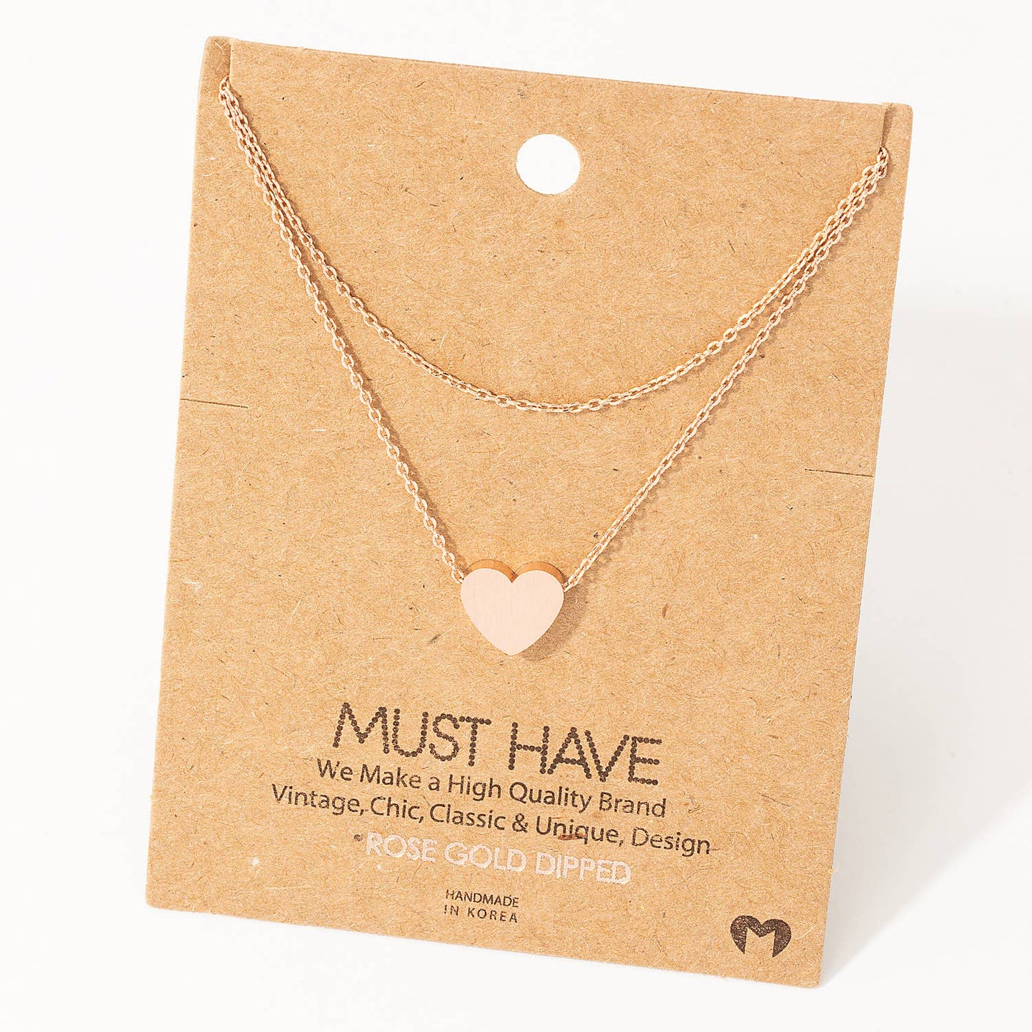 Dainty Layered Chain Heart Charm Necklace