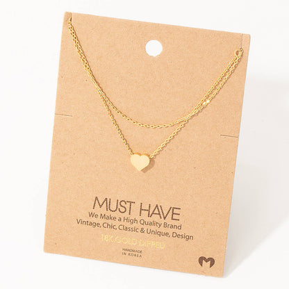 Dainty Layered Chain Heart Charm Necklace