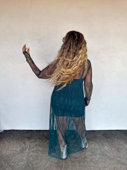 LACE DRESS: TEAL