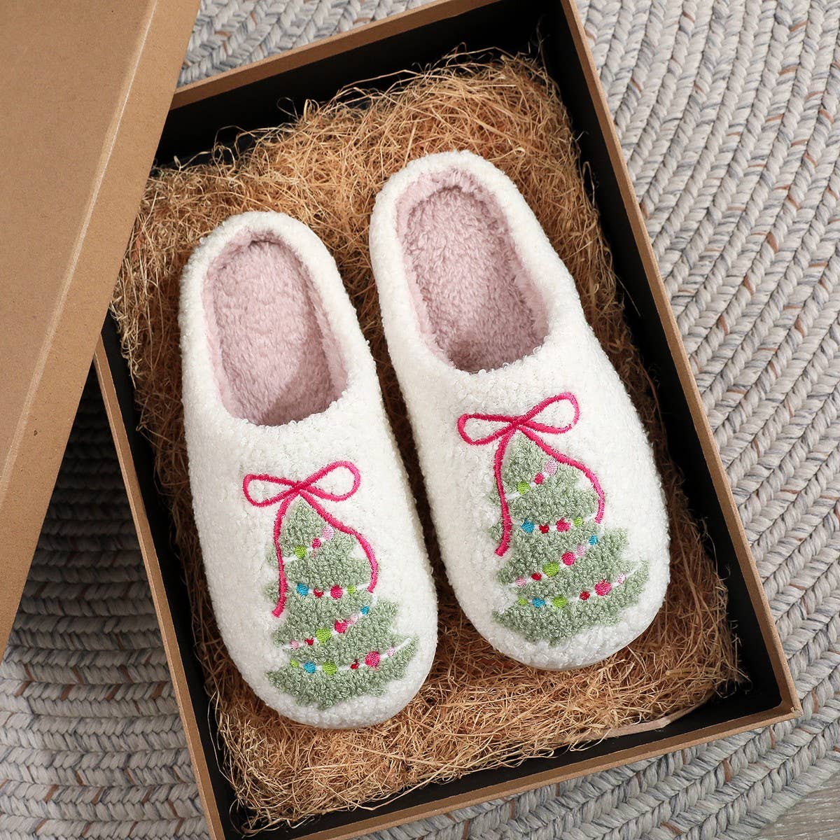 Christmas Tree Bow Slippers