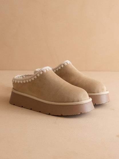 Almond Platform Cozy Mule