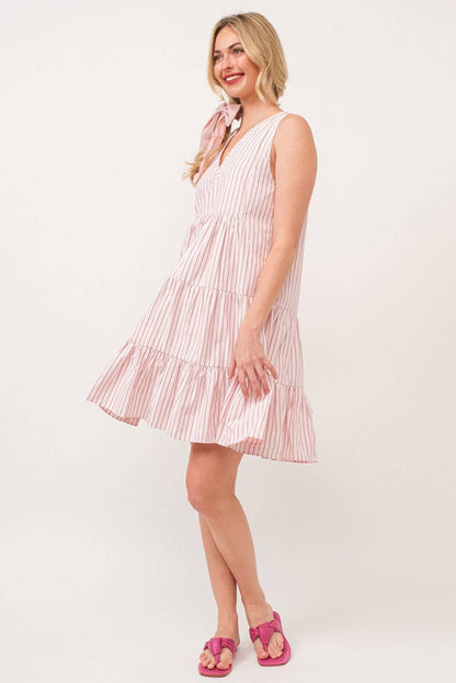 Pink Striped Midi Dress