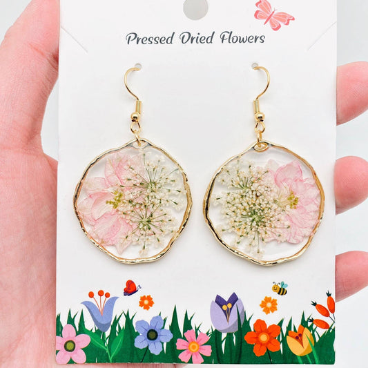 Delphinium & Queen Anne's Lace Flower Earrings