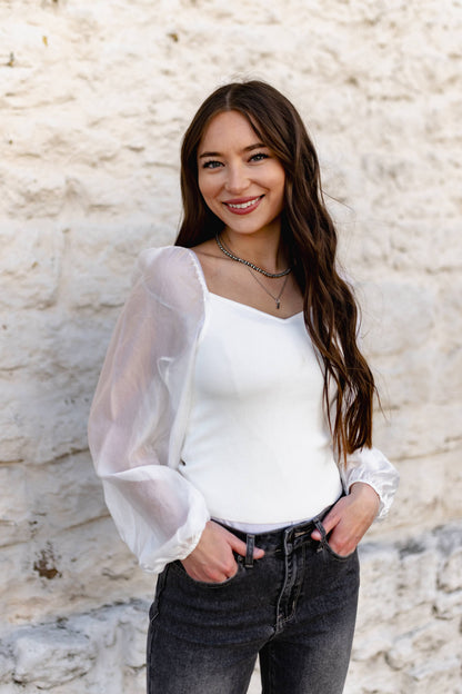 Sheer Bubble Sleeve Top