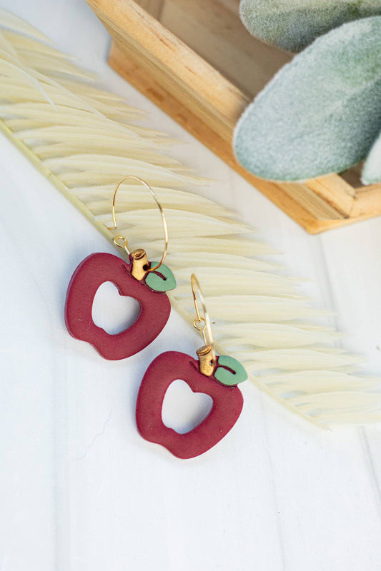 Muted Apple Hoops - 18k Hoops - Teacher Earrings
