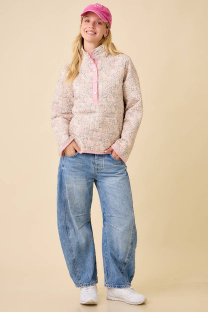 Floral Button Quilted Jacket