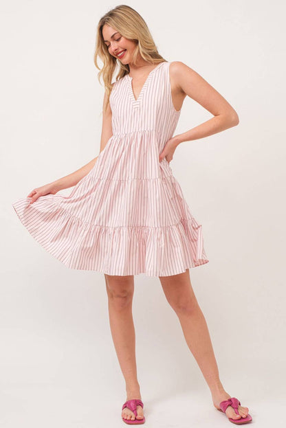 Pink Striped Midi Dress
