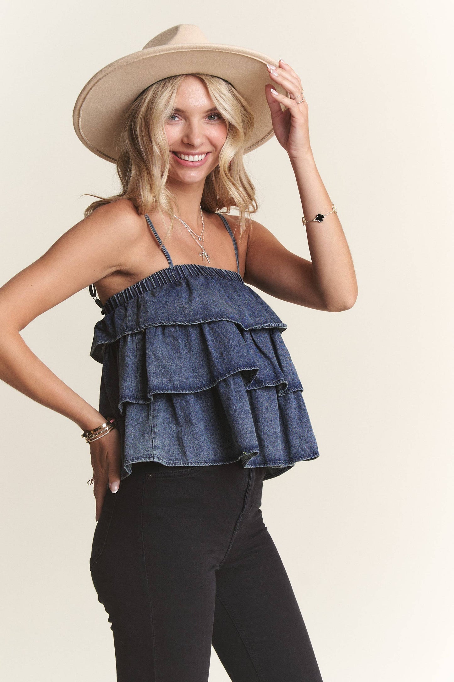 DENIM LAYERED TANK TOP