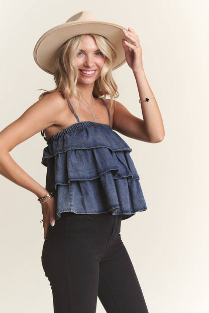 DENIM LAYERED TANK TOP