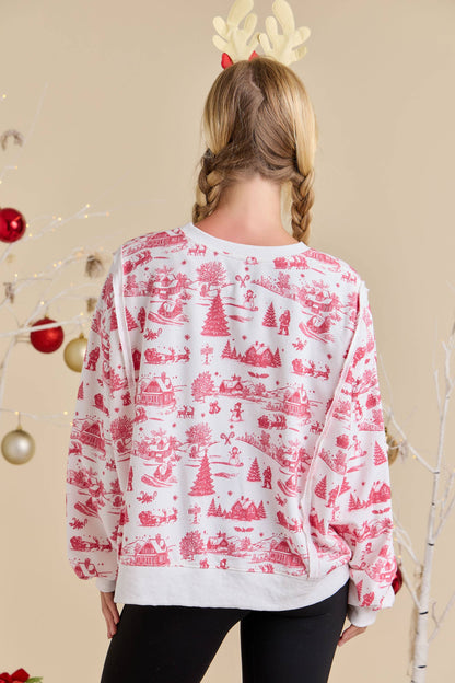 Holiday Toile Printed Top