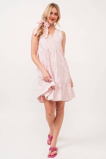 Pink Striped Midi Dress